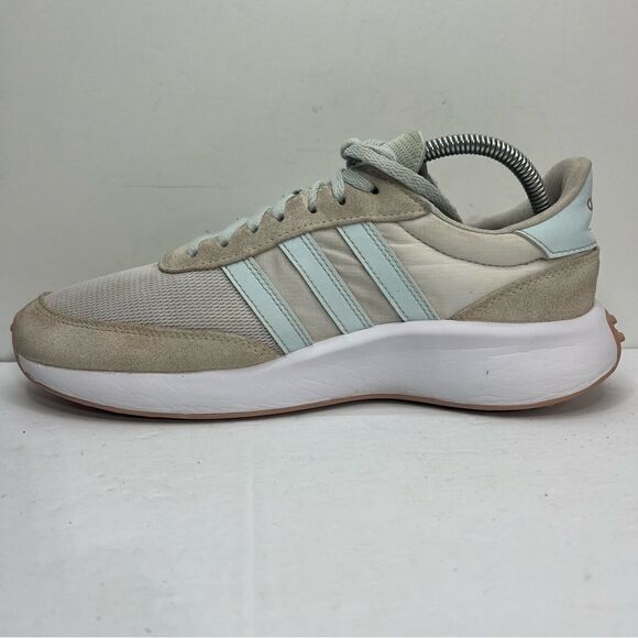 Adidas Run 70s Off White Blue Lace Up Running Shoes - Picture 3 of 8